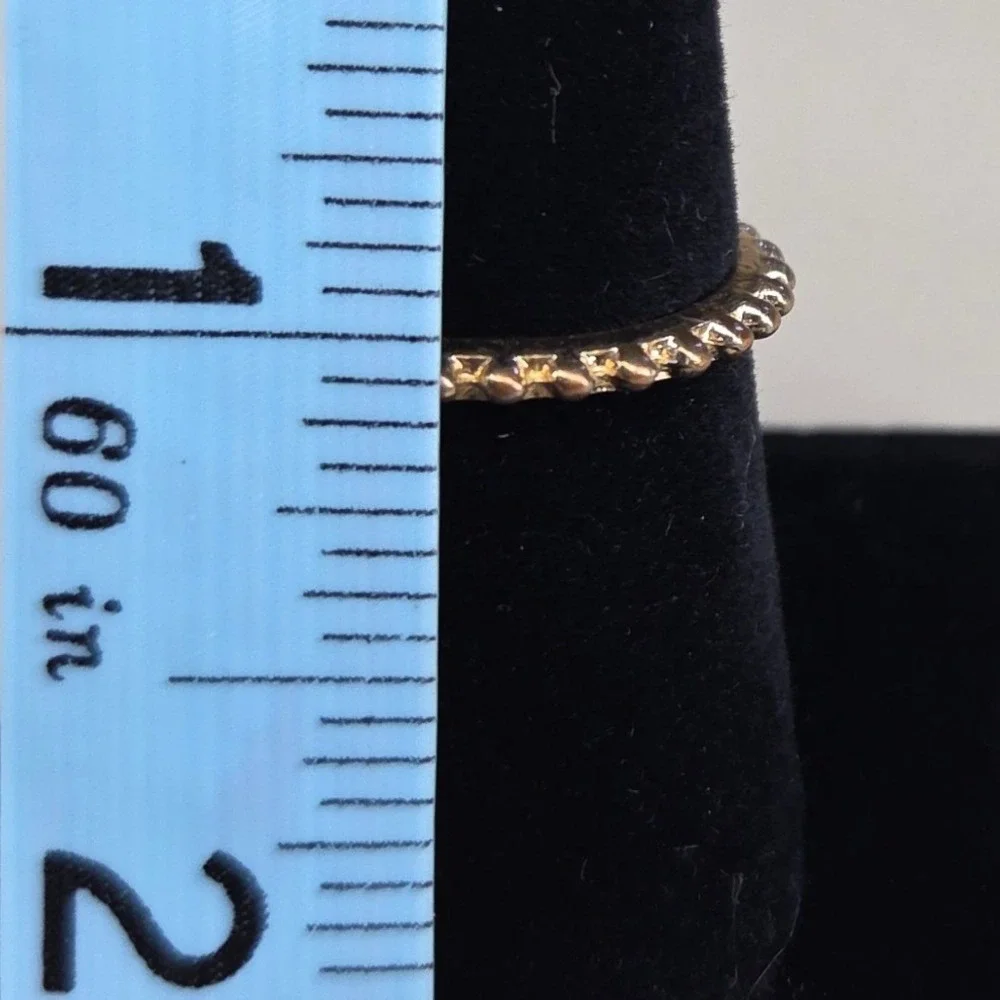 Gold Tone‎ Beaded Eternity Band Ring Textured Stackable Minimalist Size 8
